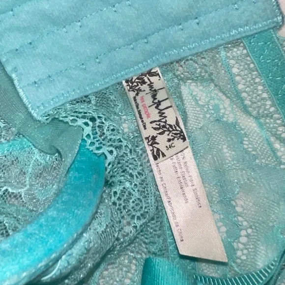 Women’s Free People Intimately Aqua Blue Lace Bralette Size 34C - Picture 3 of 3